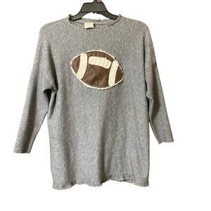 Womens Sweater Lost Petal Linens Long Sleeve Sweater Size M Football Applique